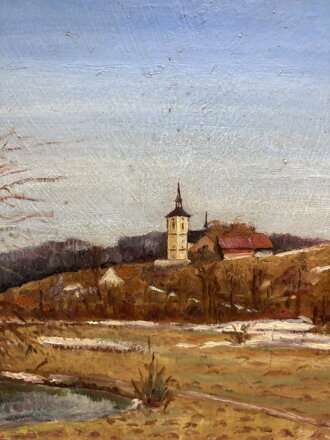 VES S KOSTELÍKEM V KRAJINĚ - HLADÍK