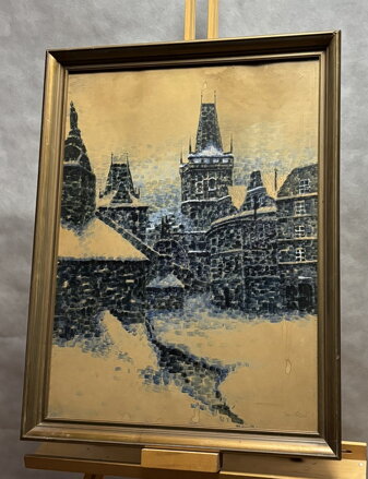 PRAHA MALOSTRANSKÁ MOSTECKÁ VĚŽ V ZIMĚ - HOLEČEK JAN