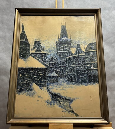 PRAHA MALOSTRANSKÁ MOSTECKÁ VĚŽ V ZIMĚ - HOLEČEK JAN