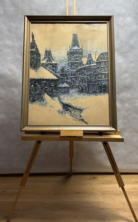 PRAHA MALOSTRANSKÁ MOSTECKÁ VĚŽ V ZIMĚ - HOLEČEK JAN