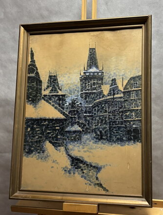 PRAHA MALOSTRANSKÁ MOSTECKÁ VĚŽ V ZIMĚ - HOLEČEK JAN