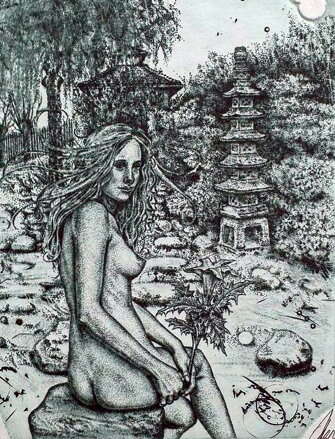 AKT - DÍVKA V JAPONSKÉ ZAHRADĚ - HUJBER GÜNTER