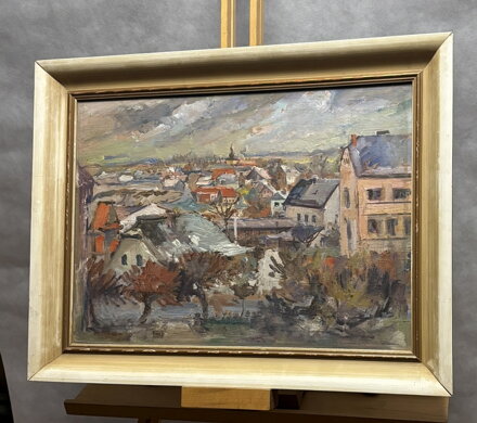 STŘECHY S VĚŽÍ V DÁLCE (CHRUDIM ČI PARDUBICE ?) - JIROUT ANTONÍN