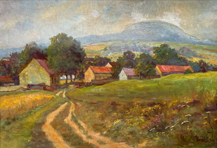 VESNIČKA S HOROU ŘÍP V DÁLI - KUNTOŠ LADISLAV