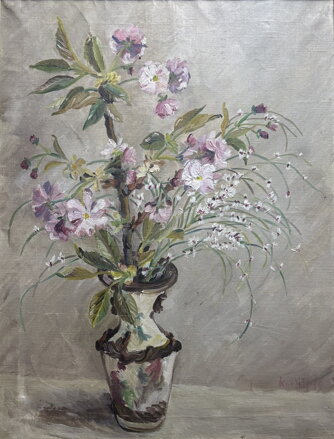 KVETOUCÍ VĚTVIČKY VE VÁZE - SIGNOVÁN