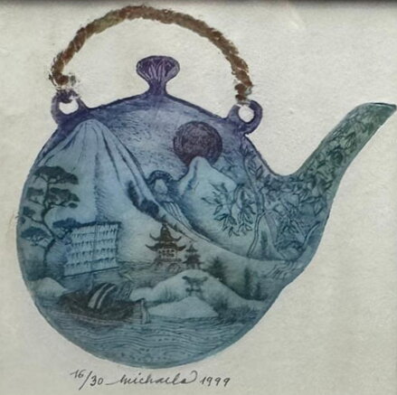 MALOVANÁ ČAJOVÁ KONVICE - LESAŘOVÁ ROUBÍČKOVÁ MICHAELA