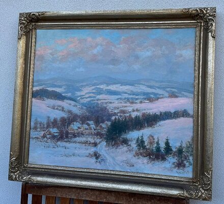 RYCHNOV NAD KNĚŽNOU PANORAMA - POHLED PŘES HABROVOU A LUKAVICI KU ORLICKÝM HORÁM - LINHART RUDOLF