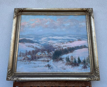 RYCHNOV NAD KNĚŽNOU PANORAMA - POHLED PŘES HABROVOU A LUKAVICI KU ORLICKÝM HORÁM - LINHART RUDOLF