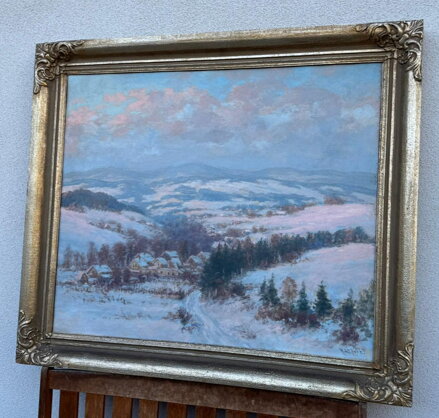 RYCHNOV NAD KNĚŽNOU PANORAMA - POHLED PŘES HABROVOU A LUKAVICI KU ORLICKÝM HORÁM - LINHART RUDOLF