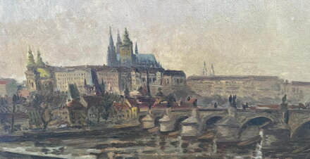 PRAHA POHLED NA KARLŮV MOST A PRAŽSKÝ HRAD - LIŠKA KAREL