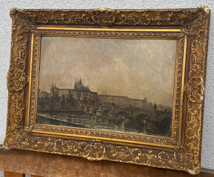 PRAHA POHLED NA KARLŮV MOST A PRAŽSKÝ HRAD - LIŠKA KAREL