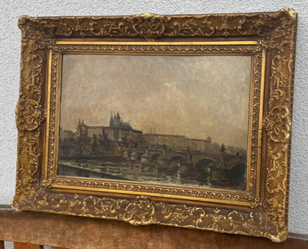 PRAHA POHLED NA KARLŮV MOST A PRAŽSKÝ HRAD - LIŠKA KAREL