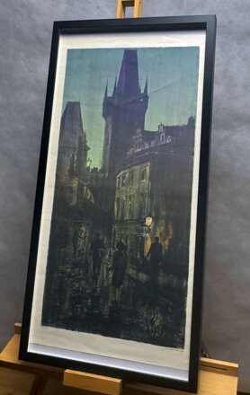 NOČNÍ PRAHA MALOSTRANSKÁ MOSTECKÁ VĚŽ - MÁCHA JAN