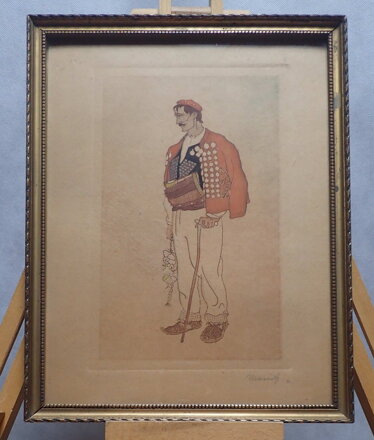 MUŽ V CHORVATSKÉM TRADIČNÍM NÁRODNÍM KROJI - SIGNOVÁN