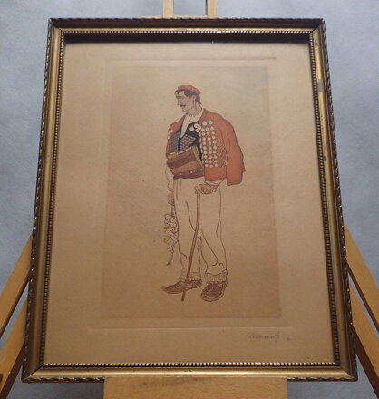 MUŽ V CHORVATSKÉM TRADIČNÍM NÁRODNÍM KROJI - SIGNOVÁN