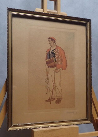 MUŽ V CHORVATSKÉM TRADIČNÍM NÁRODNÍM KROJI - SIGNOVÁN