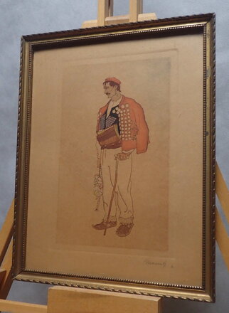 MUŽ V CHORVATSKÉM TRADIČNÍM NÁRODNÍM KROJI - SIGNOVÁN