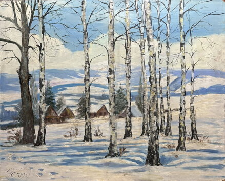 BŘEZOVÝ HÁJ ZA VSÍ V ZIMNÍ KRAJINĚ - PEŘINA JIŘÍ