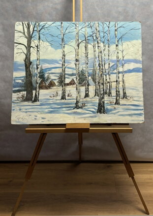 BŘEZOVÝ HÁJ ZA VSÍ V ZIMNÍ KRAJINĚ - PEŘINA JIŘÍ