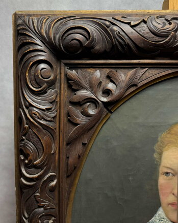 PORTRÉT ŽENY Z 19. STOLETÍ BIEDERMEIER - NEZNÁMÝ AUTOR