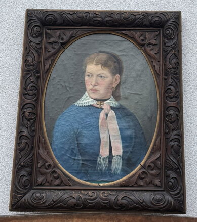 PORTRÉT ŽENY Z 19. STOLETÍ BIEDERMEIER - NEZNÁMÝ AUTOR