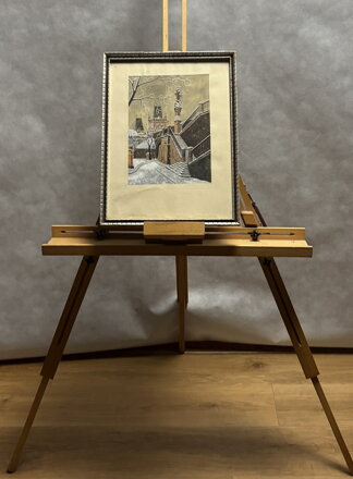 PRAHA SCHODY NA KAMPU V ZIMĚ - SIGNOVÁN