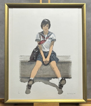 SEDÍCÍ JAPONSKÁ STUDENTKA - PTÁČEK PETR