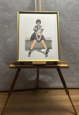 SEDÍCÍ JAPONSKÁ STUDENTKA - PTÁČEK PETR