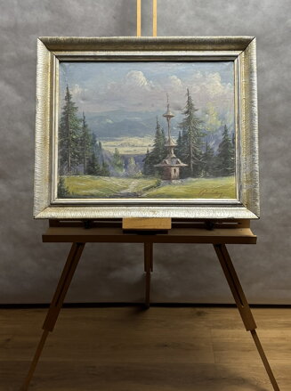 DŘEVĚNÁ ZVONIČKA V BESKYDECH V LÉTĚ - RASZKA (RAŠKA) VLADIMÍR PAVEL JOSEF JÓZEF