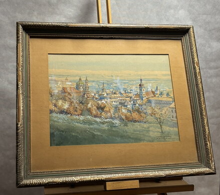 PRAŽSKÉ PANORAMA S CHRÁMEM SVATÉHO MIKULÁŠE ZE SEMINÁŘSKÉ ZAHRADY - SCHMIDT OSKAR