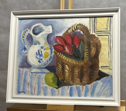 ZÁTIŠÍ S TULIPÁNY A ZDOBENÝM DŽBÁNEM - SIGMUND ZDENĚK