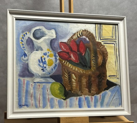 ZÁTIŠÍ S TULIPÁNY A ZDOBENÝM DŽBÁNEM - SIGMUND ZDENĚK