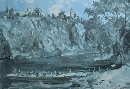 VLTAVA POD ZVÍKOVEM PŘED ZATOPENÍM - REPRODUKCE - STEHLÍK KAREL