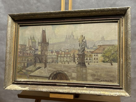 PRAHA POHLED NA KARLŮV MOST S HRADČANY V DÁLI - ŠUSTEK KAREL