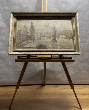 PRAHA POHLED NA KARLŮV MOST S HRADČANY V DÁLI - ŠUSTEK KAREL