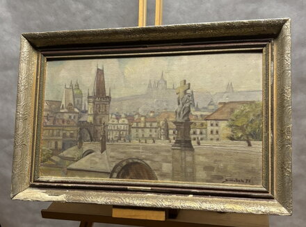 PRAHA POHLED NA KARLŮV MOST S HRADČANY V DÁLI - ŠUSTEK KAREL