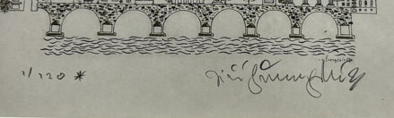 PRAGA PANORAMATICKÝ POHLED NA KARLŮV MOST A PRAŽSKÝ HRAD S DOMINANTOU MALOSTRANSKÝCH MOSTECKÝCH VĚŽÍ - ŠVENGSBÍR JIŘÍ