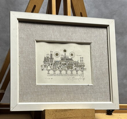 PRAGA PANORAMATICKÝ POHLED NA KARLŮV MOST A PRAŽSKÝ HRAD S DOMINANTOU MALOSTRANSKÝCH MOSTECKÝCH VĚŽÍ - ŠVENGSBÍR JIŘÍ