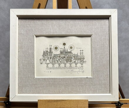 PRAGA PANORAMATICKÝ POHLED NA KARLŮV MOST A PRAŽSKÝ HRAD S DOMINANTOU MALOSTRANSKÝCH MOSTECKÝCH VĚŽÍ - ŠVENGSBÍR JIŘÍ