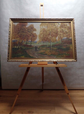 BABKA S KLESTÍM V PODZIMNÍ KRAJINĚ - NEZNÁMÝ AUTOR