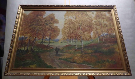 BABKA S KLESTÍM V PODZIMNÍ KRAJINĚ - NEZNÁMÝ AUTOR