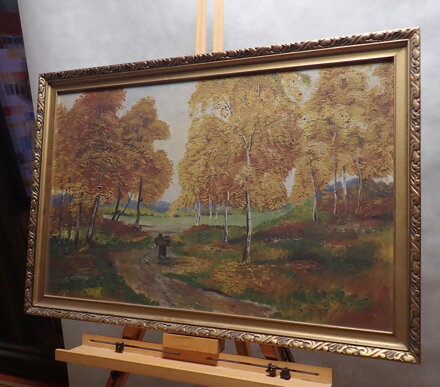 BABKA S KLESTÍM V PODZIMNÍ KRAJINĚ - NEZNÁMÝ AUTOR