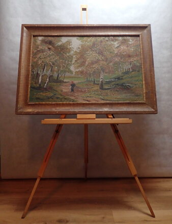 BABKA V PODZIMNÍM BŘEZOVÉM HÁJI - NEZNÁMÝ AUTOR