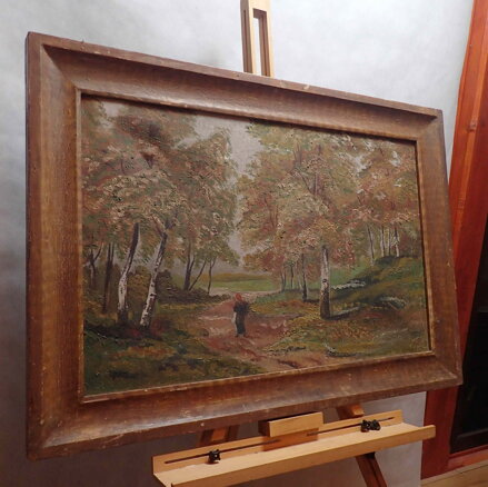 BABKA V PODZIMNÍM BŘEZOVÉM HÁJI - NEZNÁMÝ AUTOR