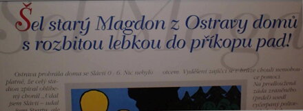 ŠEL STARÝ MAGDON Z OSTRAVY DOMŮ, S ROZBITOU LEBKOU DO PŘÍKOPU PAD! - ČECH RINGO FRANTIŠEK