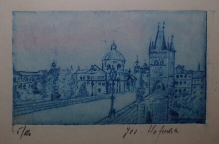 PRAHA KARLŮV MOST SE STAROMĚSTSKOU MOSTECKOU VĚŽÍ - HOFMAN JOSEF