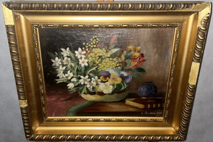 ZÁTIŠÍ S KYTICÍ A KNIHOU - BASLER X.