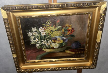 ZÁTIŠÍ S KYTICÍ A KNIHOU - BASLER X.