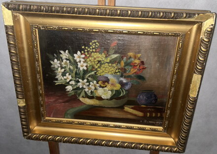 ZÁTIŠÍ S KYTICÍ A KNIHOU - BASLER X.