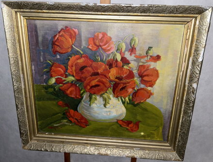 VLČÍ MÁKY VE ZDOBENÉ VÁZE - DĚDIČ